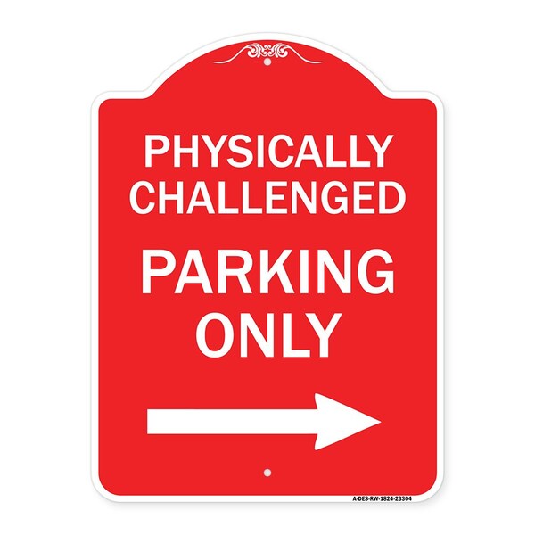 Signmission Physically Challenged Parking W/ Left Arrow, Red & White Aluminum Sign, 18" x 24", RW-1824-23304 A-DES-RW-1824-23304 - main